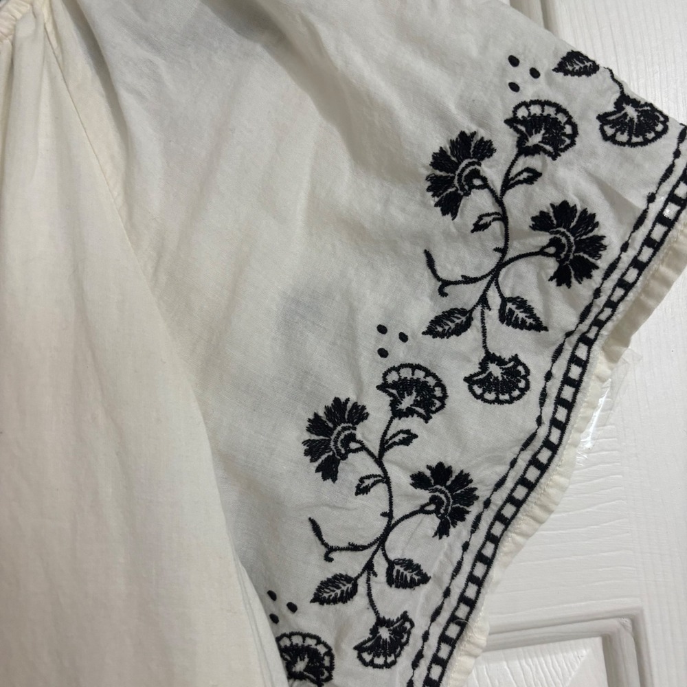 Old Navy Dress Women XL White Cotton Embroidered Cotton Boho Babydoll Pockets - Picture 10 of 10